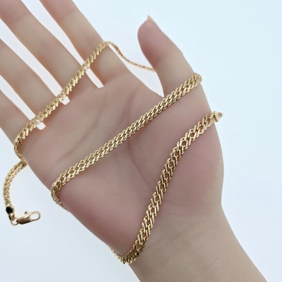 Rose Gold Flat Link Necklace with Elegant Bold Twist Design – 50cm, XPNL0053 - Picture 12 of 12